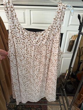 Madison Taupe Tank Top with White Floral Print 0070
